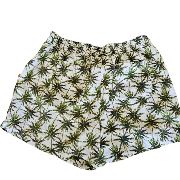 Briggs Green Palm Tree Linen Shorts NEW Womens - Picture 3 of 6